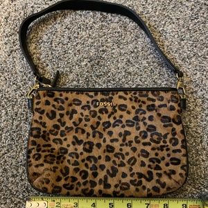Fossil Leopard Print cow hide bag